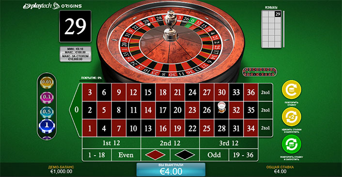 Европейская Рулетка играть Онлайн. 